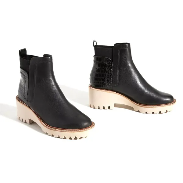 Dolce Vita Anthropologie Huey‎ Chelsea Boots Women 7.5 Black Embossed Lug Sole - Image 2