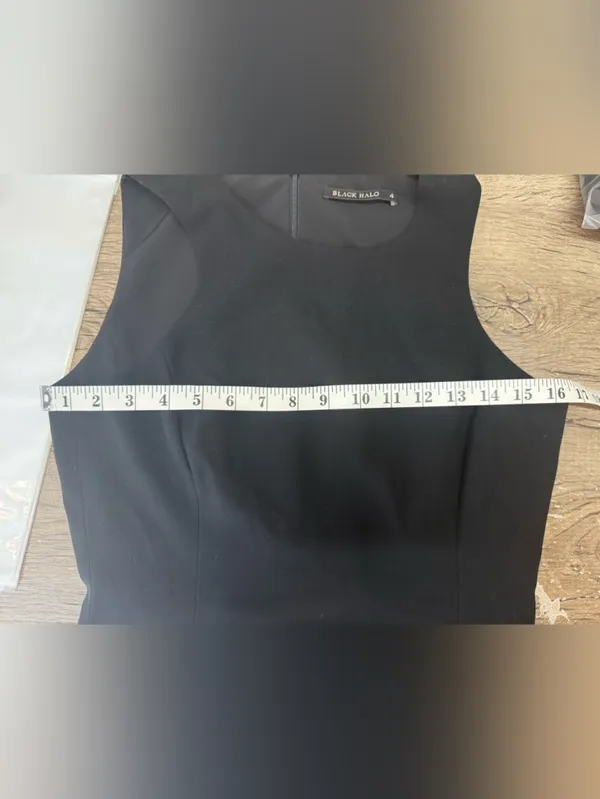 Black Halo black tiered mini dress size 4 - Image 4