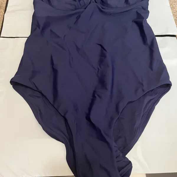 New Quince Italian Underwire One Piece Womens Swimsuit Deep Navy Blue Size Large - Image 4