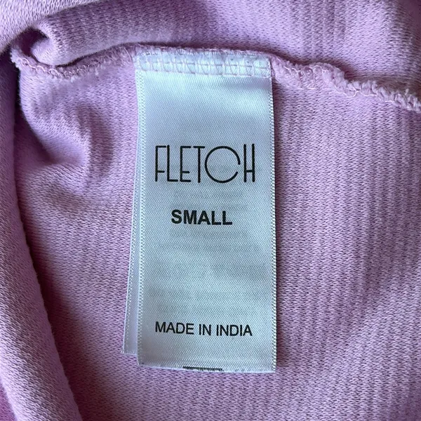 Fletch Pink Ribbed Crewneck 100% Cotton Slightly Cropped Long Sleeve Top size S - Image 3
