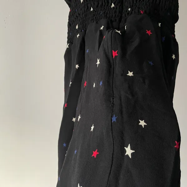 Black Elyse Patriotic Color Star Ruffle Strap Fit & Flare Mini Dress - Image 6