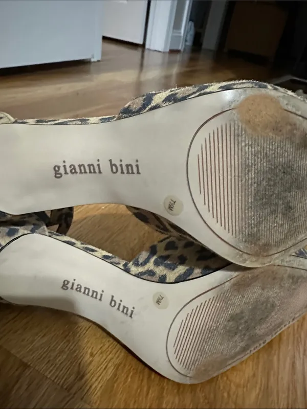 Gianni Bini Leopard Print Ankle-Strap Heels - Beige & Black - Image 5