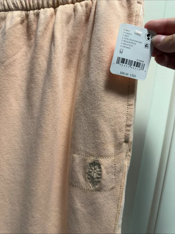 Free People All Star Logo Pants Pastel Peach M - NWT - Image 4
