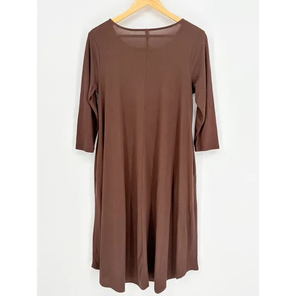 Zenana Outfitters‎ Swing Dress Womens Small Chico Brown 3/4 Sleeve Pockets Flowy - Image 5