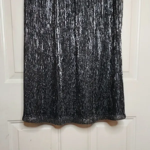 Nine West Black Silver Metallic Lined Sleeveless Party Shift Dress Size Large - Image 3