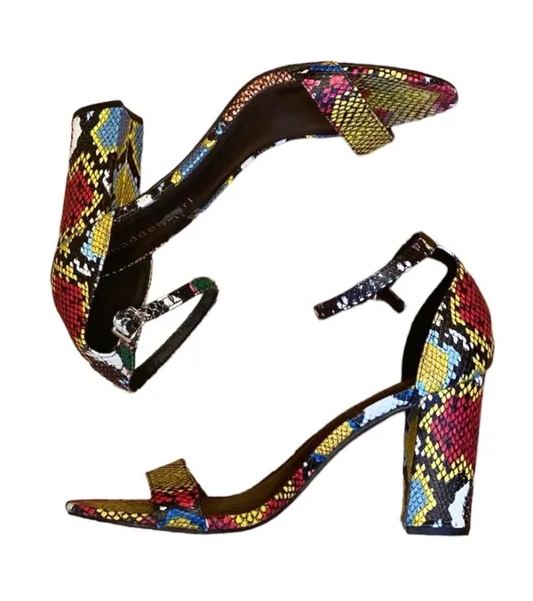 Madden Girl Bella Multicolored Block Heel Open Toe Shoes Sandals 7.5 Snakeskin - Image 2
