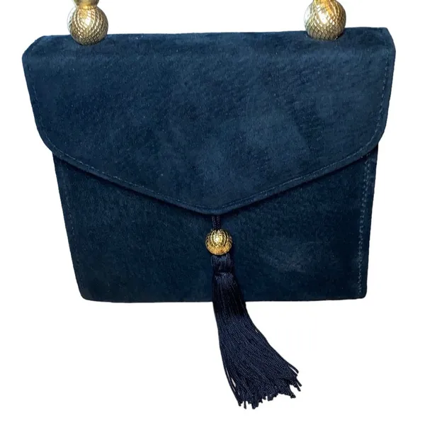 NWT Black Faux Suede Crossbody Purse w/‎ Tassel & Gold Hardware - Image 4