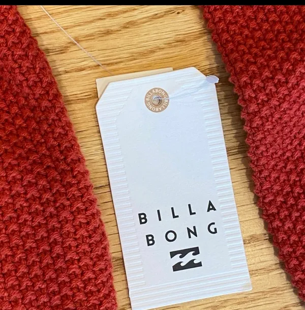 NWT Billabong Cable Knit Sweater Red Ski Lodge L Gift Giving Mockneck Cropped - Image 10