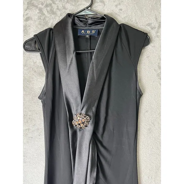Vintage Y2K Old Hollywood Glam Black Maxi Dress Draped Formal Evening Gown M‎ - Image 2