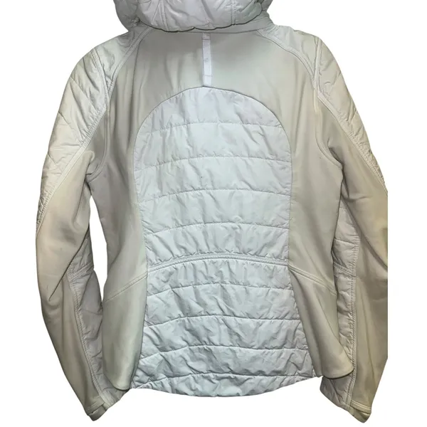 Lululemon Extra Mile Puffer Size 8 White Hooded Quilted Insulated Full Zip‎ - Image 4