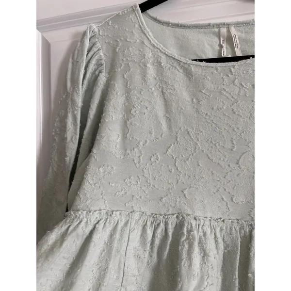 Anthropologie Mint Green Amorina Babydoll Top Textured‎ Puff Sleeve Small - Image 6