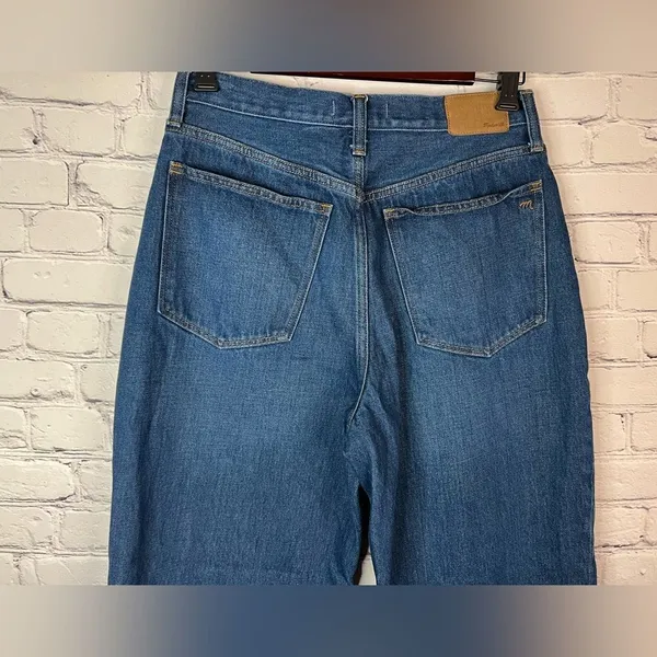 Madewell‎ Women's Baggy Straight High Rise Jeans Dark Worn Indigo Wash Size 28 - Image 6