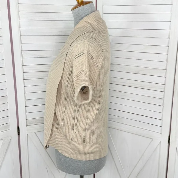 Dress Barn Vintage Open Front Cardigan Topper‎ Sweater Tan Small - Image 2