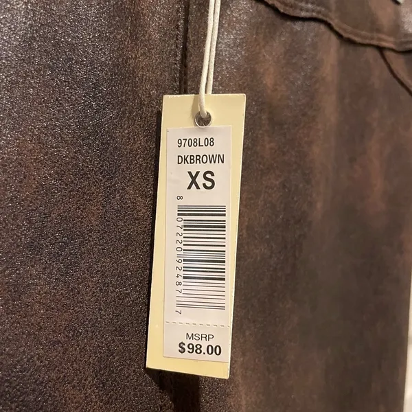 NEW! Max Studio Brown Faux Leather Skinny‎ Pants - Image 5