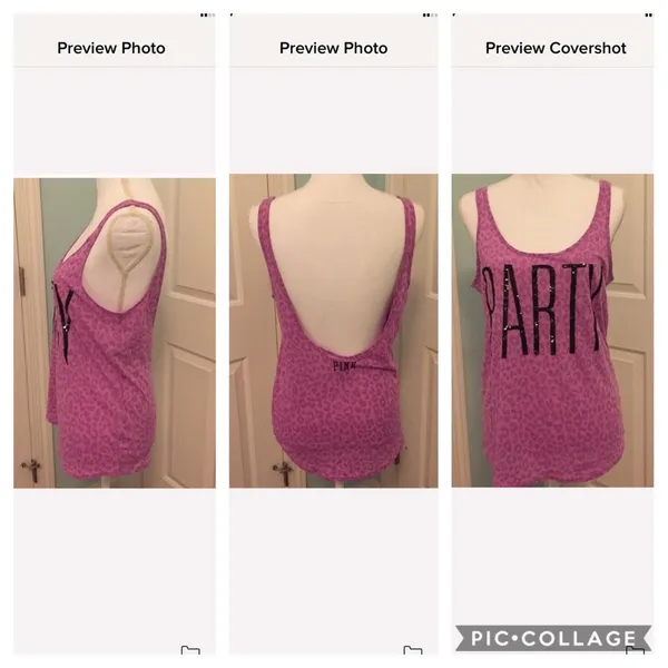 Pink Victoria secret Sequin party Top Sz L - Image 8