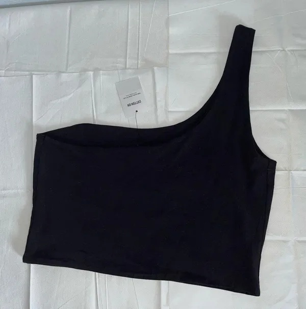 Cotton On One-Shoulder Crop Top Black - Image 2
