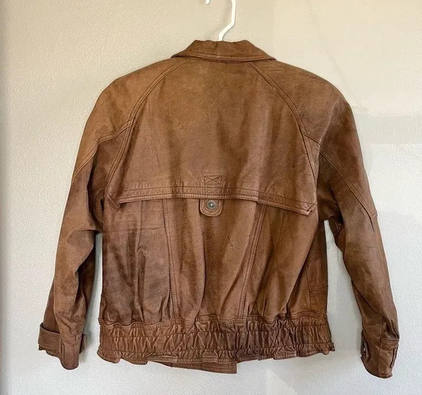 [G-III Global Identity] Vintage Brown Bomber Leather Jacket-Medium - Image 3