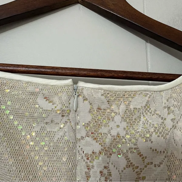 Vintage 90s Scott McClintock Petites Lace Gold Iridescent Bridal Dress 8 Wedding - Image 9