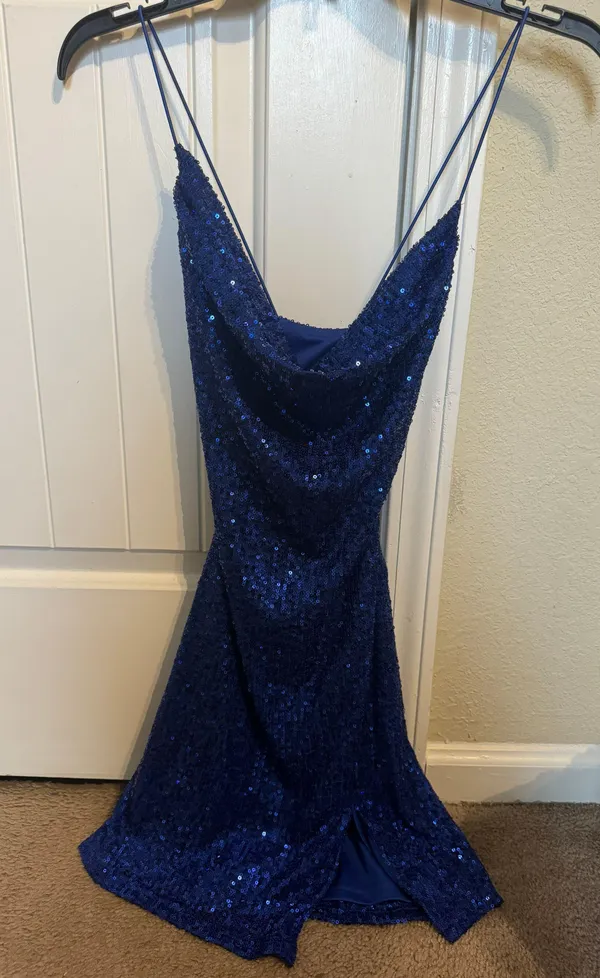Blue Sparkle Mini Dress - Image 3