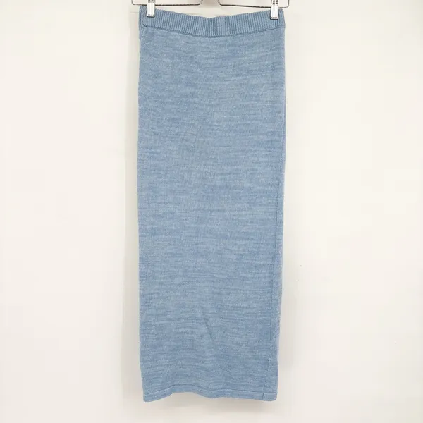 L*Space Womens Blue Siren Ruched High Slit Cotton Knit Midi Skirt Size S‎ - Image 9