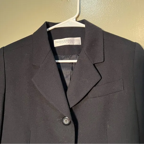 Valerie Stevens Women's Size 2 Petite Blazer‎ Suit Jacket Black Pure New Wool - Image 5