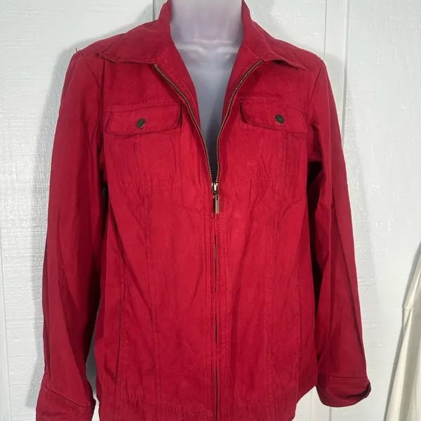Amber Sun Red Zip Front Jacket Size Medium EUC - Image 2