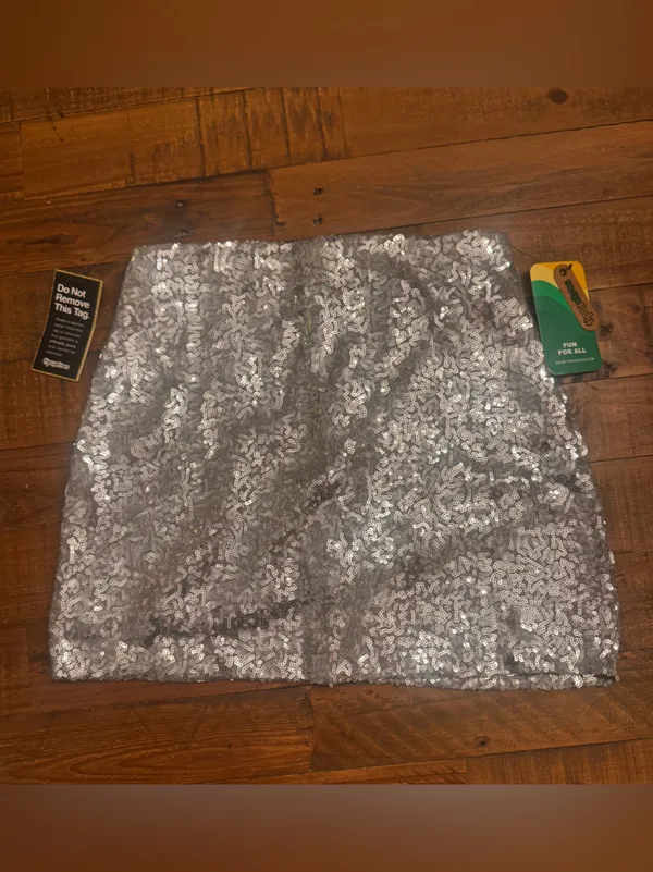 TIPSY ELVES Silver Sequin Mini Skirt - Image 2