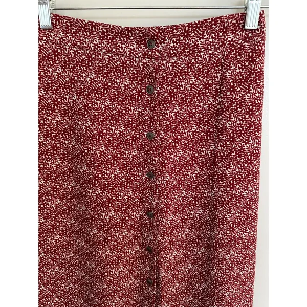 Sky and Sparrow Midi Red White Patterned Button Up Skirt Women's Sz 0 - Image 8