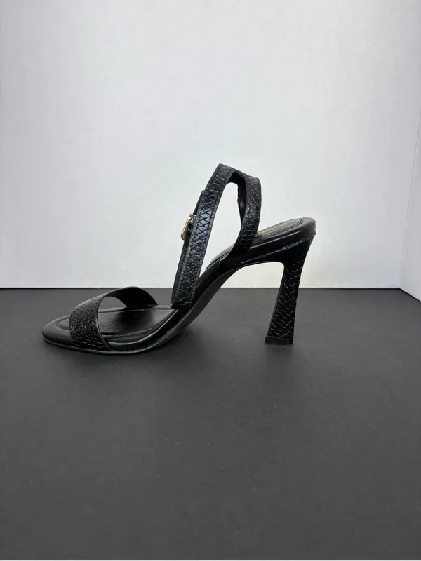 Black Heels Strappy High Heel Textured Sandals Vince Camuto - Image 6