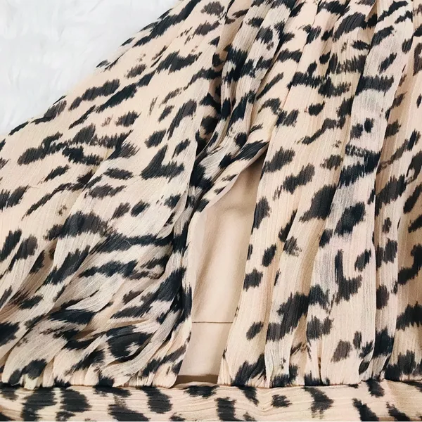 GIANNI BINI Leopard Print Maxi Dress One Shoulder Long Sleeve Black Tie Size 2‎ - Image 6