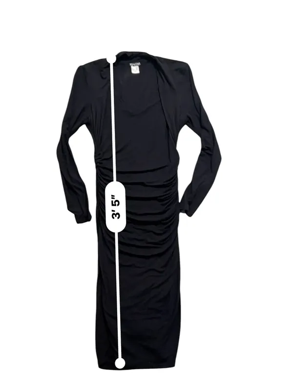 VENUS Black Long Sleeve‎ Ruched Midi Dress - Image 7