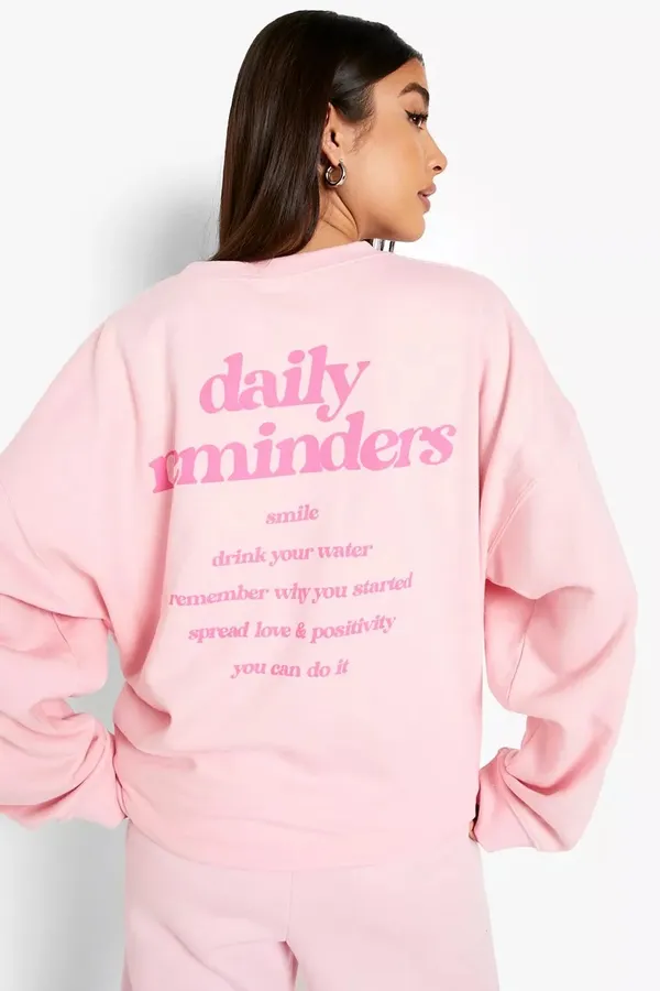 Daily Reminder Pink Oversized Hoodie - Image 2