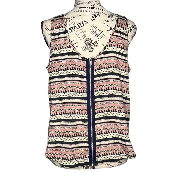Bjewel (M) Aztec Tribal Print Scoop Neck Exposed Back Zipper Round Hem Tank - Image 5