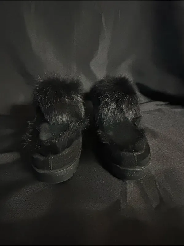 Coach Women’s Vintage Kaela Black Genuine Rabbit Fur Suede Platform Slides 7.5 - Image 6