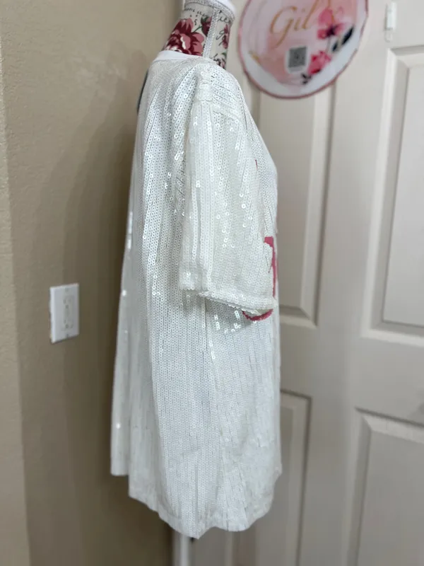 Forever 21 White Sequin Bride Tunic Dress size S/M - Image 3