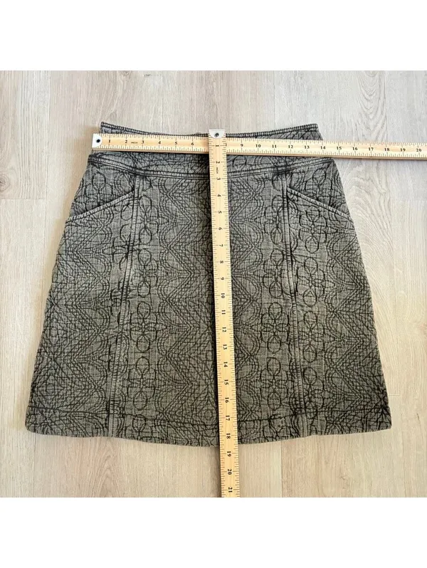 Anthropologie Pilcro EUC Women's Green Gray Quilted Mini Skirt Size 2 - Image 4