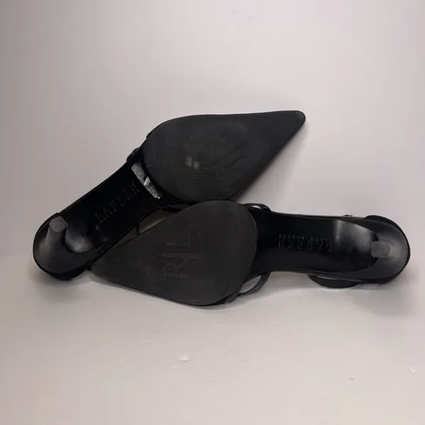 Vintage Y2K Lauren Ralph Lauren Winona Heels 7.5B Black T Strap Pointed Toe - Image 15