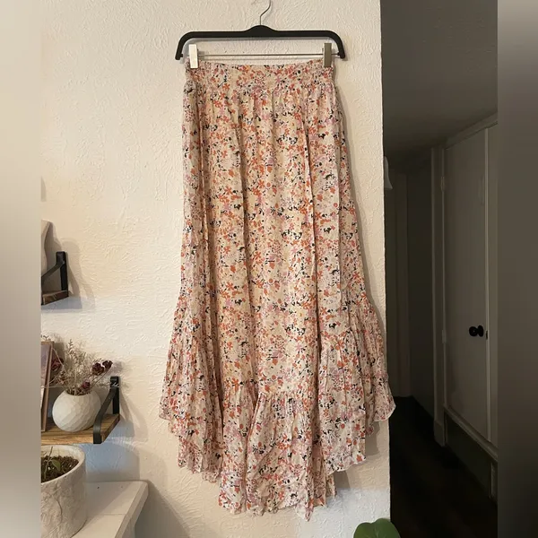 Free People Pretty Daze Ivory Floral Print Maxi Skirt - Image 4