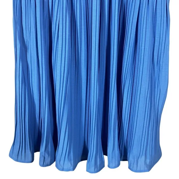 Lulus Pleated Tiered V-Neck Mini Dress Blue Flutter Sleeve Cocktail Size L - Image 3