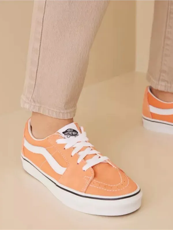 Vans Old Skool Suede Canvas Classic Skateboard Sneakers, Melon Orange/ White,7.5 - Image 2
