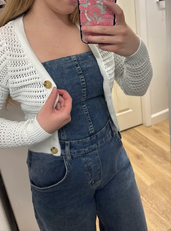 Hollister White Cropped Cardigan - Image 2