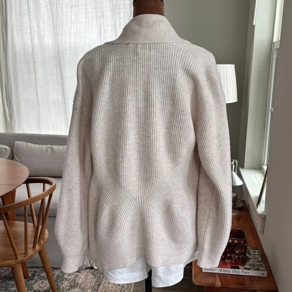 A New Day Target Cream Ribbed Knit Cardigan Long Sleeve Pockets Cotton Small - Image 9