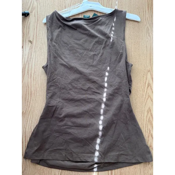 New Women’s Wild Fable Tank Top Lightweight Stretchy Ruched Light Brown sz Small - Image 3