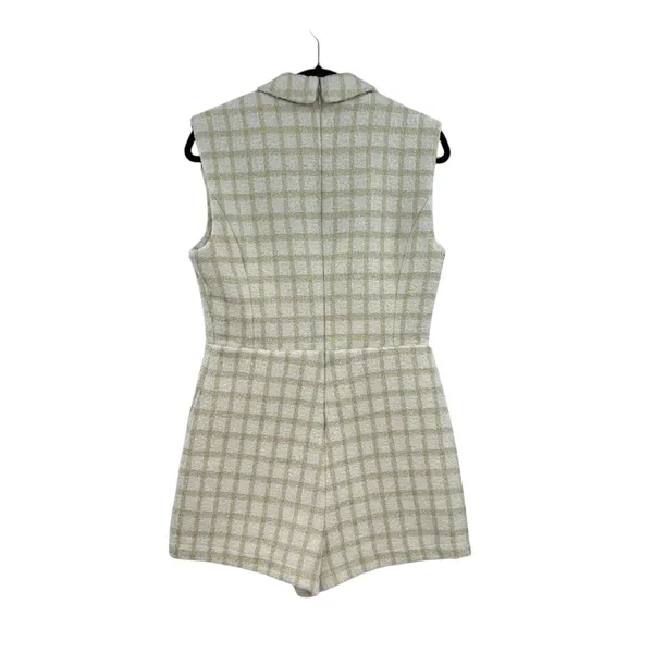 Endless Rose Suited Tweed Romper Plaid Check White Gold‎ Size Medium - Image 9