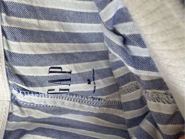 GAP Blue Striped Cotton Elastic Waist Drawstring Pajama Pants Sz Medium - Image 5