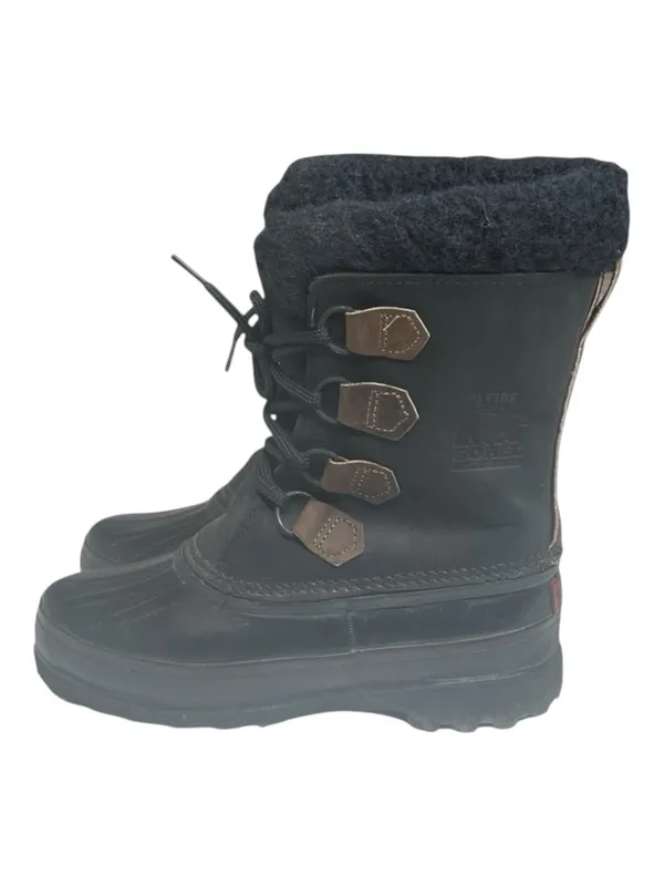 Vintage: Sorel ™ ✪ Alpine Felt Lined Wool Trim Leather Lug Sole Boots ✪ Black 7M - Image 6