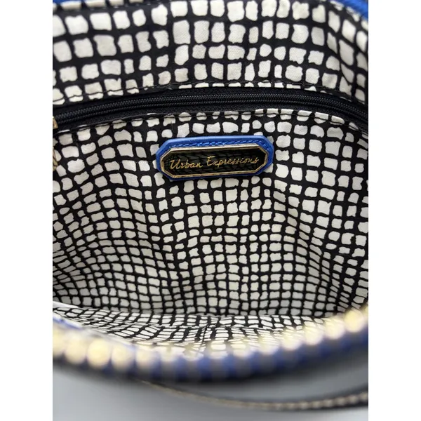 Urban Expressions Black Cobalt Blue Gold Laser Cut‎ Diamond Wristlet Clutch Bag - Image 4