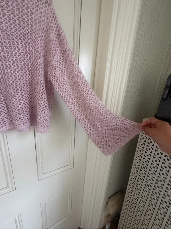 Pink Open-Knit Sweater - Image 5