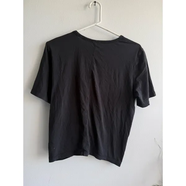 Lululemon Womens Black Front Twist Knot Short Sleeve Athletic T-Shirt‎ Sz 6 - Image 3