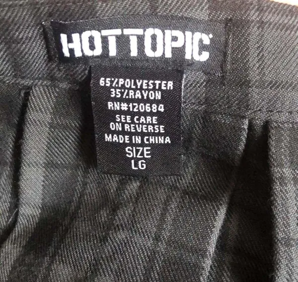Hot Topic Black & Grey Plaid Buckle Asymmetrical Pleated Skirt size large - Image 8